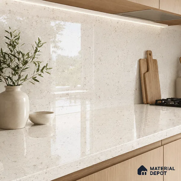 Terrazzo Kitchen Counter Top Slab TL 11510 Mozeco Harmony 8 ft x 3 ft Full Body Glossy Finish - 15 mm | Suitable for Table Top & Window Frame | Adhesive and Spacers Must be Used During Installation