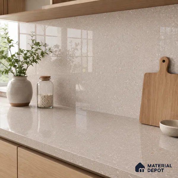 Terrazzo Kitchen Counter Top Slab TL 11511 Mozeco Tuskan 8 ft x 3 ft Full Body Glossy Finish - 15 mm | Suitable for Table Top & Window Frame | Adhesive and Spacers Must be Used During Installation