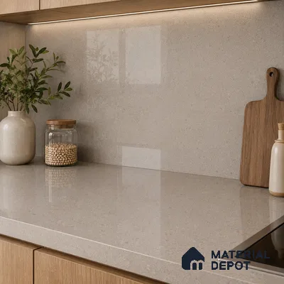 Terrazzo Kitchen Counter Top Slab TL 11512 Mozeco Moss 8 ft x 3 ft Full Body Glossy Finish - 15 mm | Suitable for Table Top & Window Frame | Adhesive and Spacers Must be Used During Installation