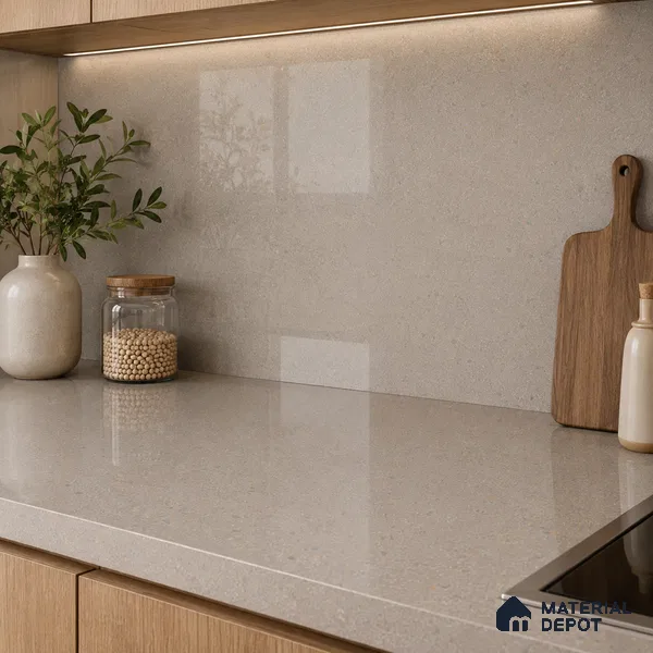 Terrazzo Kitchen Counter Top Slab TL 11512 Mozeco Moss 8 ft x 3 ft Full Body Glossy Finish - 15 mm | Suitable for Table Top & Window Frame | Adhesive and Spacers Must be Used During Installation