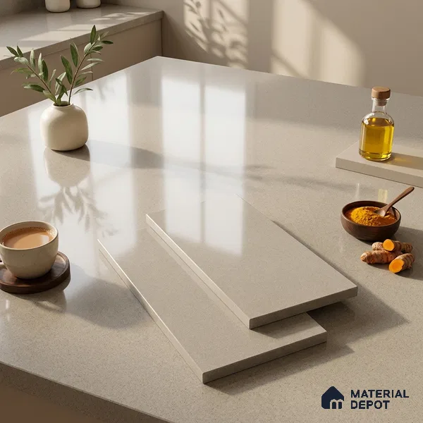 Stone Look Counter Top Slab TL 11529 B Strong Stone Sedge Bruse 8 ft x 2.6 ft Full Body Vitrified Glossy Finish - 15 mm | Suitable For Counter Top, Dining Table Top & Window Frame