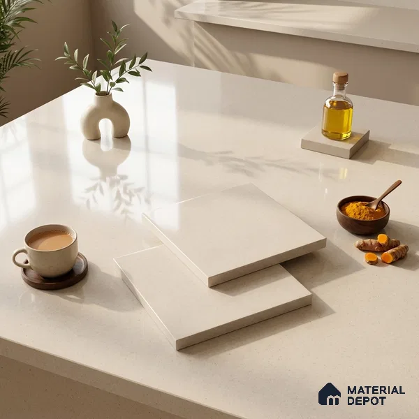 Stone Look Counter Top Slab TL 11529 D Strong Stone Caramel 8 ft x 2.6 ft Full Body Vitrified Glossy Finish - 15 mm | Suitable For Counter Top, Dining Table Top & Window Frame