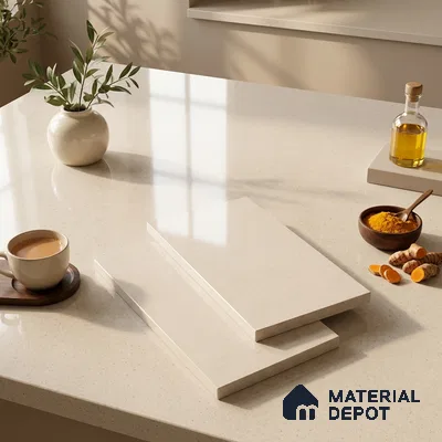Stone Look Counter Top Slab TL 11529 D Strong Stone Caramel 8 ft x 2.6 ft Full Body Vitrified Glossy Finish - 15 mm | Suitable For Counter Top, Dining Table Top & Window Frame