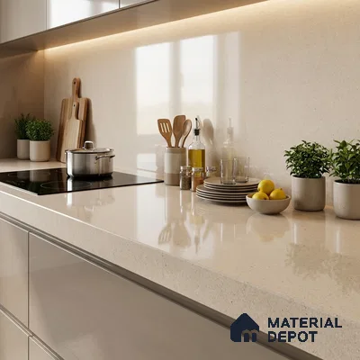 Stone Look Counter Top Slab TL 11529 D Strong Stone Caramel 8 ft x 2.6 ft Full Body Vitrified Glossy Finish - 15 mm | Suitable For Counter Top, Dining Table Top & Window Frame