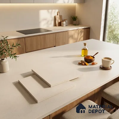 Stone Look Counter Top Slab TL 11529 E Strong Stone Caramel 8 ft x 2.6 ft Full Body Vitrified Matte Finish - 15 mm | Suitable For Counter Top, Dining Table Top & Window Frame