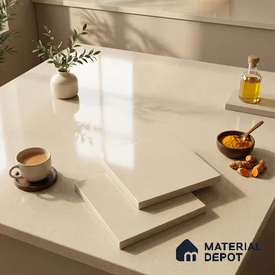 Cement Look Counter Top Slab TL 11529 F Strong Stone Nut 8 ft x 2.6 ft Full Body Vitrified Glossy Finish - 15 mm | Suitable For Counter Top, Dining Table Top & Window Frame
