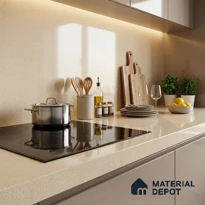 Cement Look Counter Top Slab TL 11529 F Strong Stone Nut 8 ft x 2.6 ft Full Body Vitrified Glossy Finish - 15 mm | Suitable For Counter Top, Dining Table Top & Window Frame