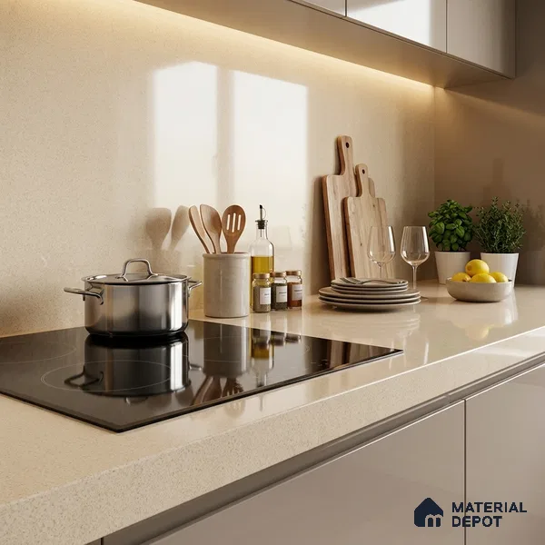 Cement Look Counter Top Slab TL 11529 F Strong Stone Nut 8 ft x 2.6 ft Full Body Vitrified Glossy Finish - 15 mm | Suitable For Counter Top, Dining Table Top & Window Frame