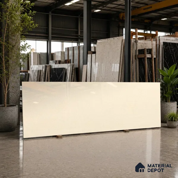 Cement Look Counter Top Slab TL 11529 F Strong Stone Nut 8 ft x 2.6 ft Full Body Vitrified Glossy Finish - 15 mm | Suitable For Counter Top, Dining Table Top & Window Frame