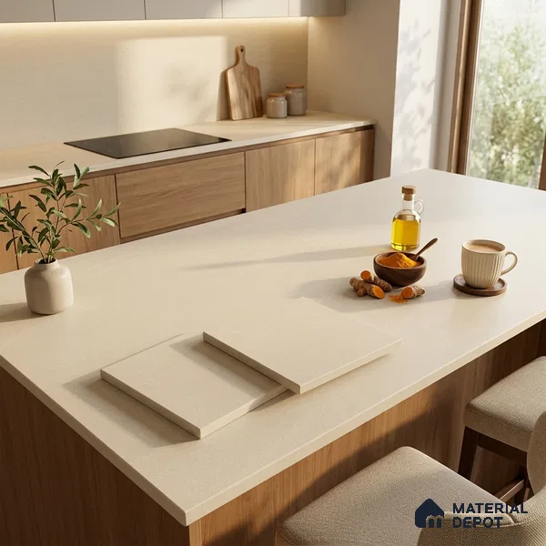 Cement Look Counter Top Slab TL 11529 G Strong Stone Nut 8 ft x 2.6 ft Full Body Vitrified Matte Finish - 15 mm | Suitable For Counter Top, Dining Table Top & Window Frame