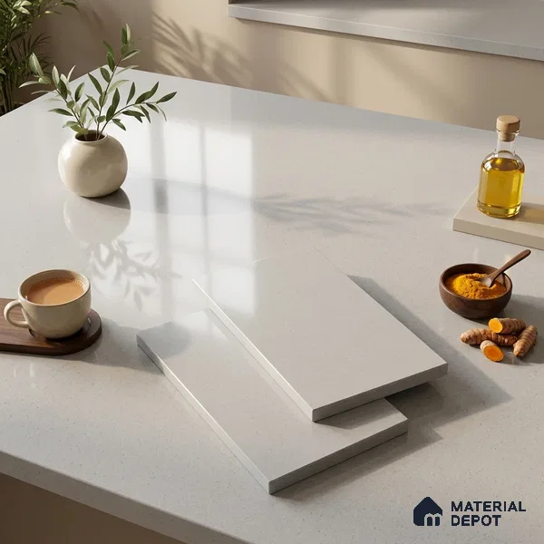 Cement Look Counter Top Slab TL 11529 H Strong Stone Sapphire 8 ft x 2.6 ft Full Body Vitrified Glossy Finish - 15 mm | Suitable For Counter Top, Dining Table Top & Window Frame