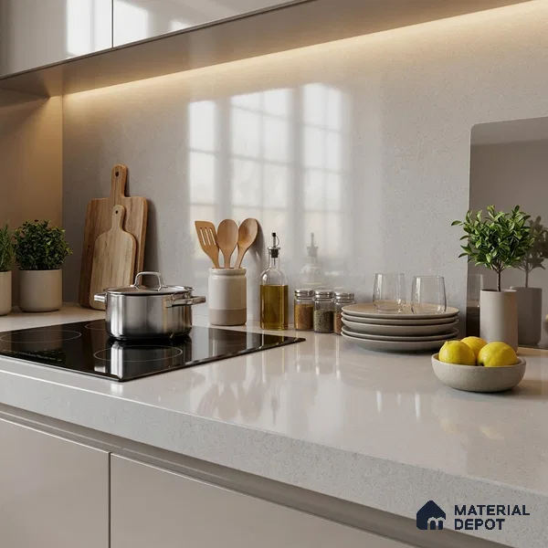 Cement Look Counter Top Slab TL 11529 H Strong Stone Sapphire 8 ft x 2.6 ft Full Body Vitrified Glossy Finish - 15 mm | Suitable For Counter Top, Dining Table Top & Window Frame