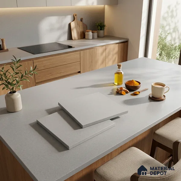 Cement Look Counter Top Slab TL 11529 I Strong Stone Sapphire 8 ft x 2.6 ft Full Body Vitrified Matte Finish - 15 mm | Suitable For Counter Top, Dining Table Top & Window Frame