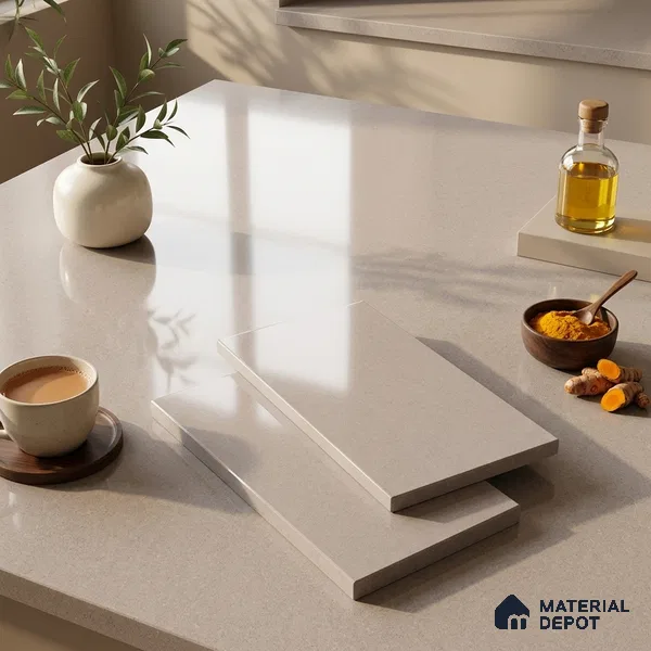 Stone Look Counter Top Slab TL 11529 L Strong Stone Burk 8 ft x 2.6 ft Full Body Vitrified Glossy Finish - 15 mm | Suitable For Counter Top, Dining Table Top & Window Frame