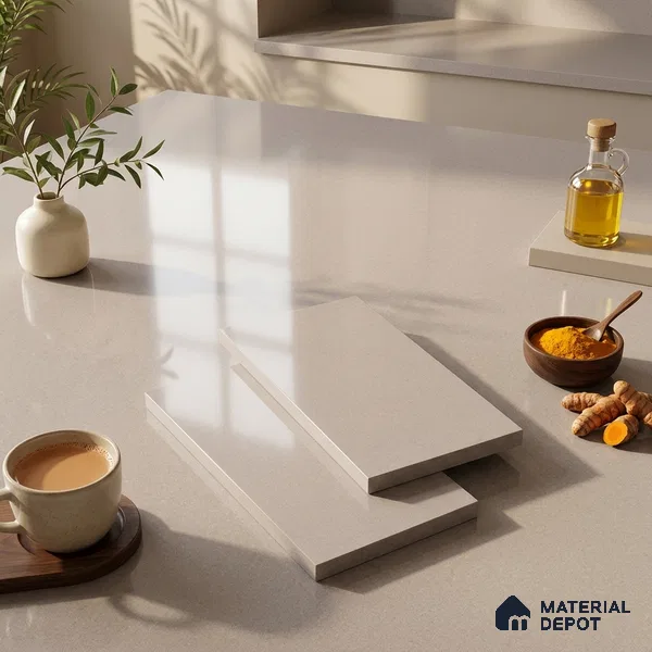 Stone Look Counter Top Slab TL 11529 L Strong Stone Burk 8 ft x 2.6 ft Full Body Vitrified Glossy Finish - 15 mm | Suitable For Counter Top, Dining Table Top & Window Frame