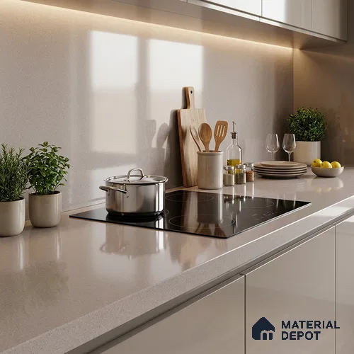 Stone Look Counter Top Slab TL 11529 L Strong Stone Burk 8 ft x 2.6 ft Full Body Vitrified Glossy Finish - 15 mm | Suitable For Counter Top, Dining Table Top & Window Frame