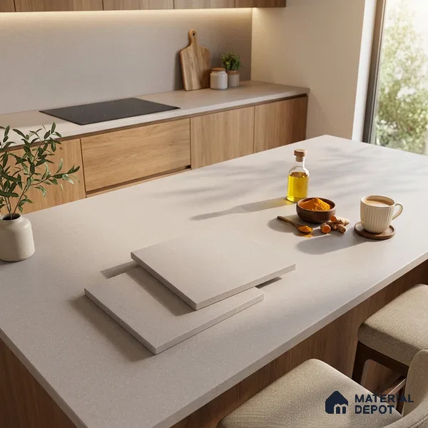 Stone Look Counter Top Slab TL 11529 M Strong Stone Burk 8 ft x 2.6 ft Full Body Vitrified Matte Finish - 15 mm | Suitable For Counter Top, Dining Table Top & Window Frame