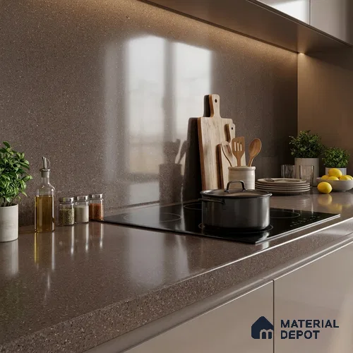 Stone Look Counter Top Slab TL 11529 N Strong Stone Notella 8 ft x 2.6 ft Full Body Vitrified Glossy Finish - 15 mm | Suitable For Counter Top, Dining Table Top & Window Frame