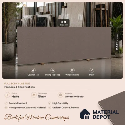 Stone Look Counter Top Slab TL 11529 O Strong Stone Notella 8 ft x 2.6 ft Full Body Vitrified Matte Finish - 15 mm | Suitable For Counter Top, Dining Table Top & Window Frame