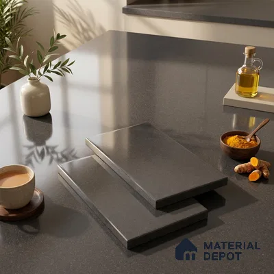 Stone Look Counter Top Slab TL 11529 P Strong Stone Black 8 ft x 2.6 ft Full Body Vitrified Glossy Finish - 15 mm | Suitable For Counter Top, Dining Table Top & Window Frame