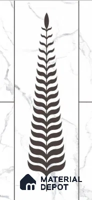 Wall Tile TL 10988 B | Florest White Leaf Decor 1 | 4 ft x 2 ft Crits Micro Matte Finish Porcelain Tile - 9 mm | Suitable for Bathroom, Accent/Feature Wall, Foyer | 3 mm Spacer Required