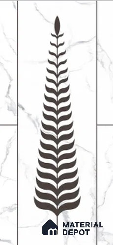 Wall Tile TL 10988 B | Florest White Leaf Decor 1 | 4 ft x 2 ft Crits Micro Matte Finish Porcelain Tile - 9 mm | Suitable for Bathroom, Accent/Feature Wall, Foyer | 3 mm Spacer Required