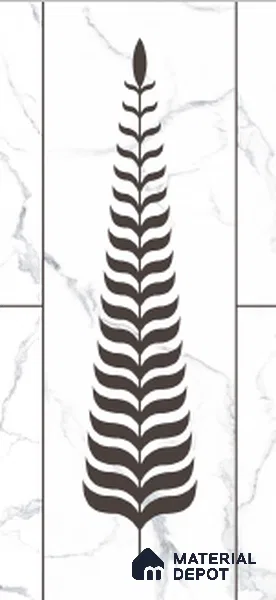 Wall Tile TL 10988 B | Florest White Leaf Decor 1 | 4 ft x 2 ft Crits Micro Matte Finish Porcelain Tile - 9 mm | Suitable for Bathroom, Accent/Feature Wall, Foyer | 3 mm Spacer Required