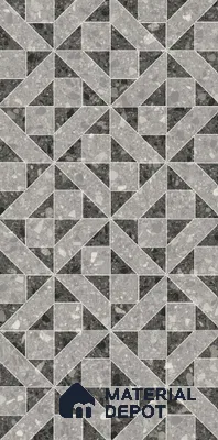 Geometric Wall Tile TL 10994 D | Royal Tera Black Decor | 4 ft x 2 ft Crits Micro Matte Finish Porcelain Tile - 9 mm | Suitable for Living Room, Bedroom, Dining & Bathroom | 3 mm Spacer Required
