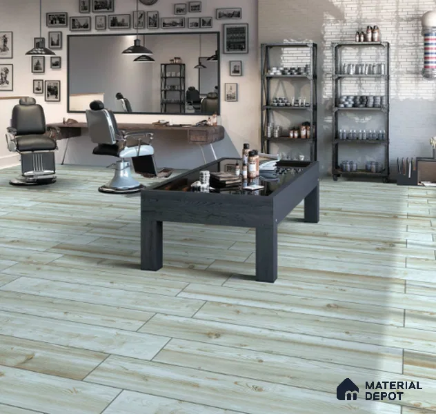 Grey Wood Floor Tile TL 07700 Spatula Turquoise 1200x200 mm Vitrified Carving Matte Finish - 9 mm | | Suitable for Living Room, Bedroom, Bathroom | 2-3 mm Spacer is Mandatory