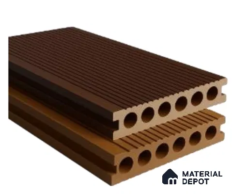 Red Composite Floor CF 00021 X Circular Hollow & Pattern 1 Design 9.51 ft x 5.52 inch WPC Decking - 25 mm | Suitable for Balcony, Patio & Outdoor