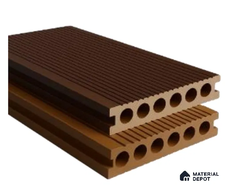 Red Composite Floor CF 00021 X Circular Hollow & Pattern 1 Design 9.51 ft x 5.52 inch WPC Decking - 25 mm | Suitable for Balcony, Patio & Outdoor