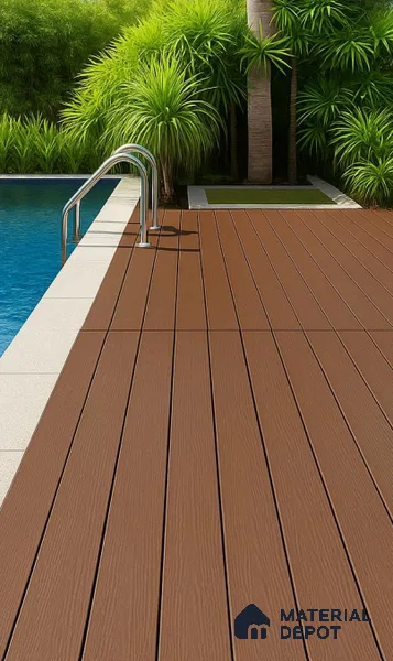 Black Composite Floor CF 00021 S Flat Design 9.51 ft x 5.76 inch WPC Decking - 12 mm | Suitable for Balcony, Patio & Outdoor