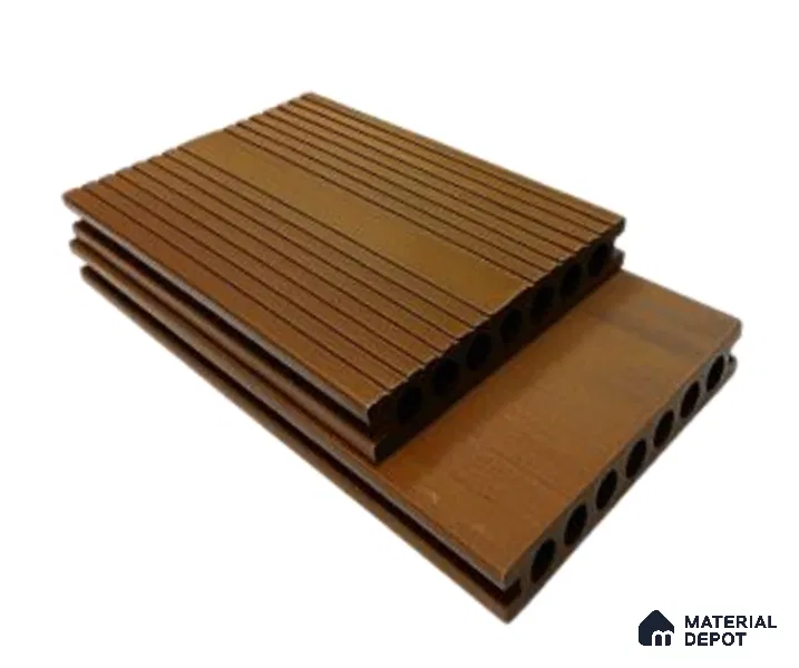 Silver Composite Floor CF 00021 I Circular Hollow & Pattern 2 Design 9.51 ft x 5.76 inch WPC Decking - 24 mm | Suitable for Balcony, Patio & Outdoor