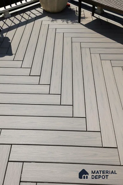 Beige Composite Floor CF 00021 Q Rctangular Hollow Design 9.51 ft x 5.76 inch WPC Decking - 24 mm | Suitable for Balcony, Patio & Outdoor