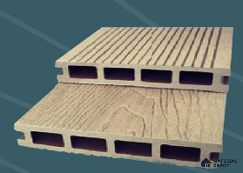 WPC Composite Floor CF 00013 9.5 ft x 5.5 inch (2900x140 mm) - 25 mm | Matt Brushed Finished Square hollow Decking