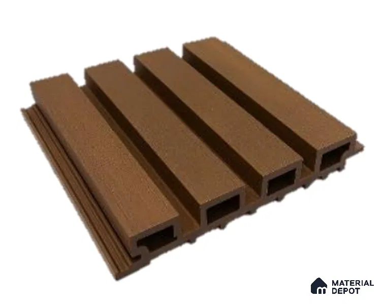 Red Wooden Exterior Wall Panel PN 06471 Elite Clad 4 Flute Design 9.51 ft x 8.88 inch WPC Panel - 26 mm | Suitable for Balcony, Facade & Open Area | Width is Subjected to 5% Variation