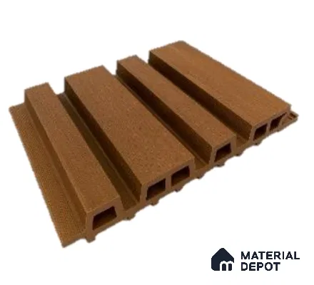 Beige Wooden Exterior Wall Panel PN 06471 R Elite Clad 6 Flute Design 9.51 ft x 8.88 inch WPC Panel - 26 mm | Suitable for Balcony, Facade & Open Area | Width is Subjected to 5% Variation