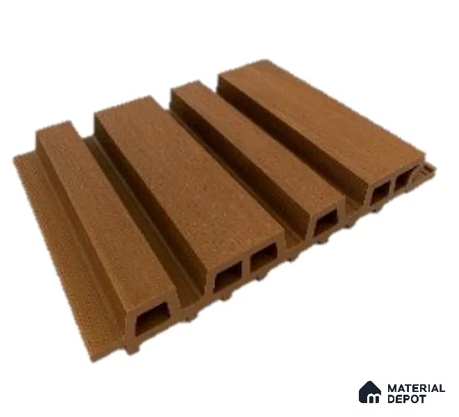 Beige Wooden Exterior Wall Panel PN 06471 R Elite Clad 6 Flute Design 9.51 ft x 8.88 inch WPC Panel - 26 mm | Suitable for Balcony, Facade & Open Area | Width is Subjected to 5% Variation