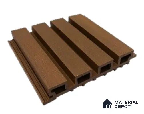 Grey Wooden Exterior Wall Panel PN 06471 C Elite Clad 4 Flute Design 9.51 ft x 8.88 inch WPC Panel - 26 mm | Suitable for Balcony, Facade & Open Area | Width is Subjected to 5% Variation