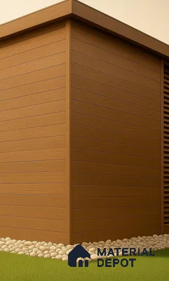 Grey Wooden Exterior Wall Panel PN 06471 C Elite Clad 4 Flute Design 9.51 ft x 8.88 inch WPC Panel - 26 mm | Suitable for Balcony, Facade & Open Area | Width is Subjected to 5% Variation