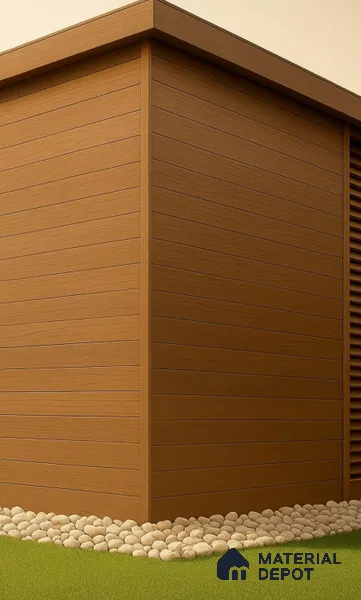 Grey Wooden Exterior Wall Panel PN 06471 C Elite Clad 4 Flute Design 9.51 ft x 8.88 inch WPC Panel - 26 mm | Suitable for Balcony, Facade & Open Area | Width is Subjected to 5% Variation