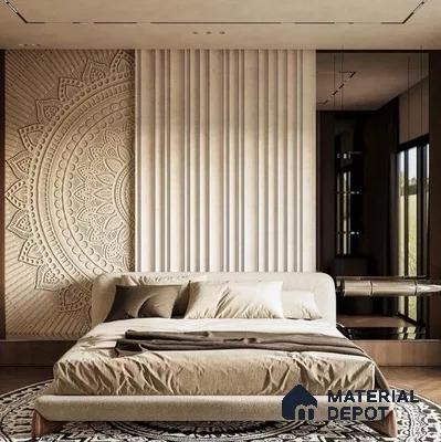 Duco Paintable ZenFlute Mandala 8 ft x 4 ft CNC Made HDHMR Panel - 25 mm