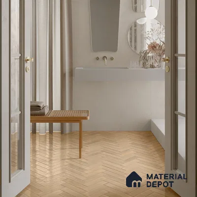 Contemporary Serenity Diagonal Brown Tiles and Elegant Accents | Material Depot