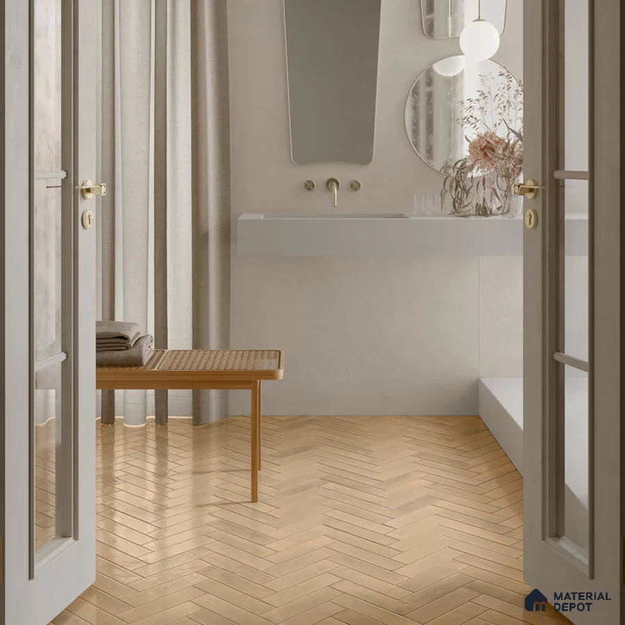 Contemporary Serenity Diagonal Brown Tiles and Elegant Accents | Material Depot