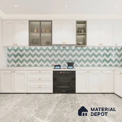Serenely Modern White and Blue Kitchen Oasis | Material Depot