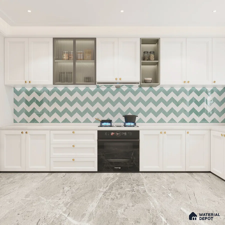 Serenely Modern White and Blue Kitchen Oasis | Material Depot