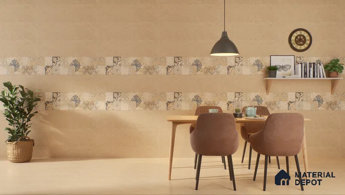 Cozy dining room with patterned tiles and warm tones | Material Depot