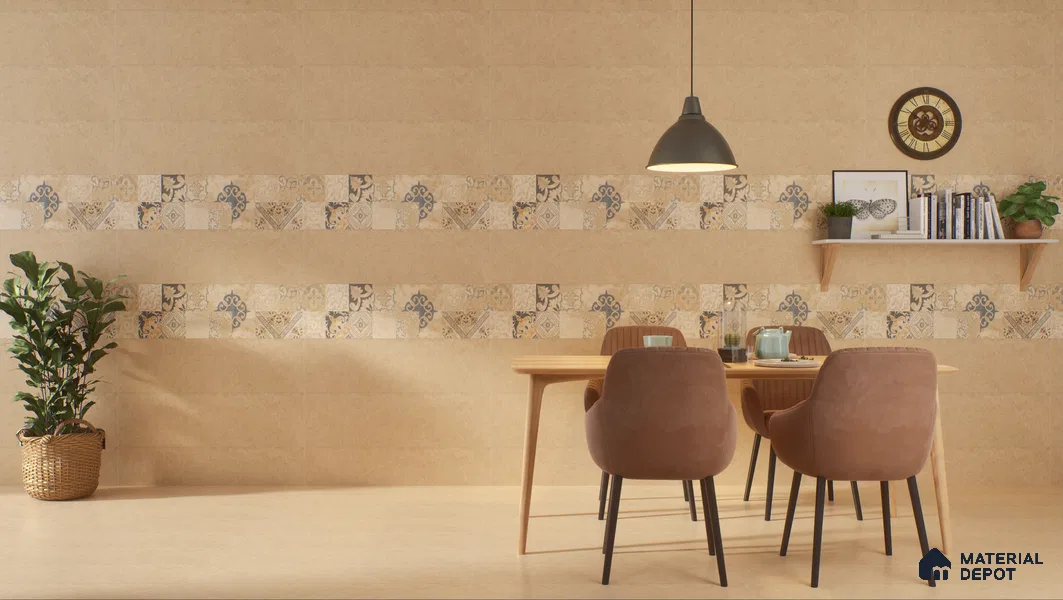 TL 01220 A Fresco Beige 1200x300 mm GVT Carving Matte Finish Stone Look Tile - 9 mm