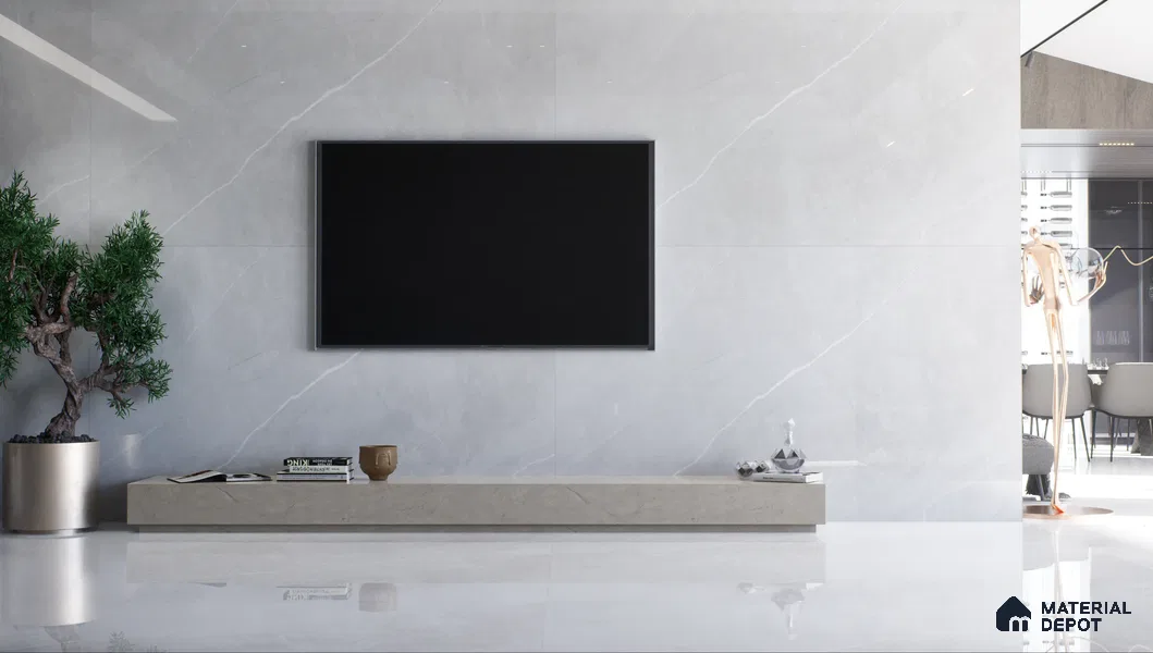 Marble Tile TL 09864 Perth Bianco 4 ft x 2 ft  Vitrified Glossy Finish - 9 mm