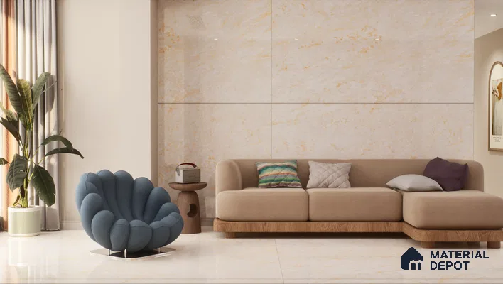 TL 00355 Beige 6 ft x 4 ft Matte Finish Endless Vitrified Wall & Floor Tile - 9 mm | Adhesive and Spacers Must be Used During Installation